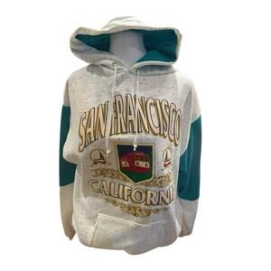 Vintage San Francisco Graphic Hooded Sweatshirt Color Block Size Medium USA Made